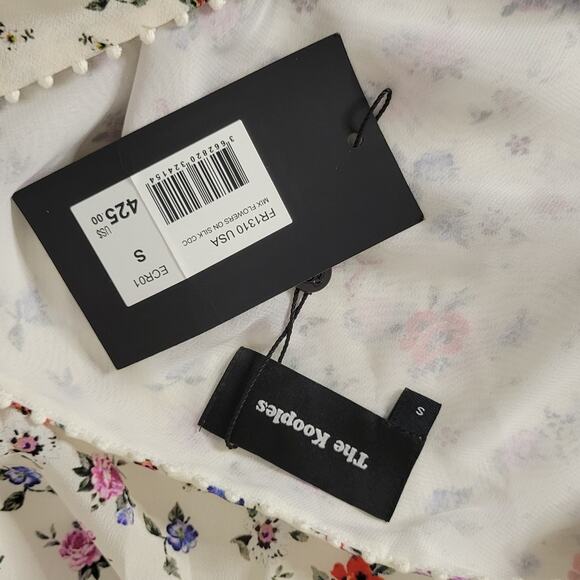 The Kooples Mixed Print Floral 100% Silk Dress White Size Small New With Tag - Picture 2 of 15